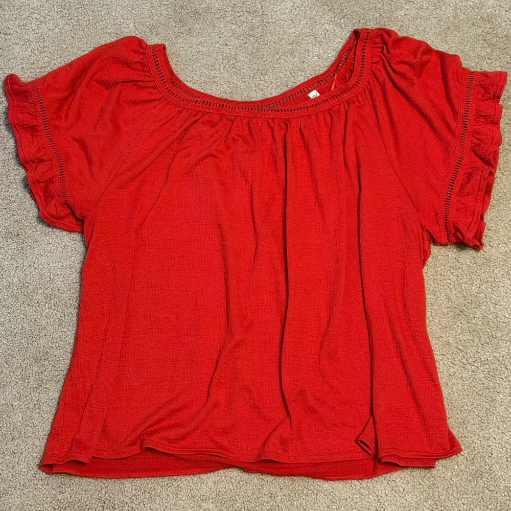Max Studio Scarlet Blouse with Ruffle Sleeves